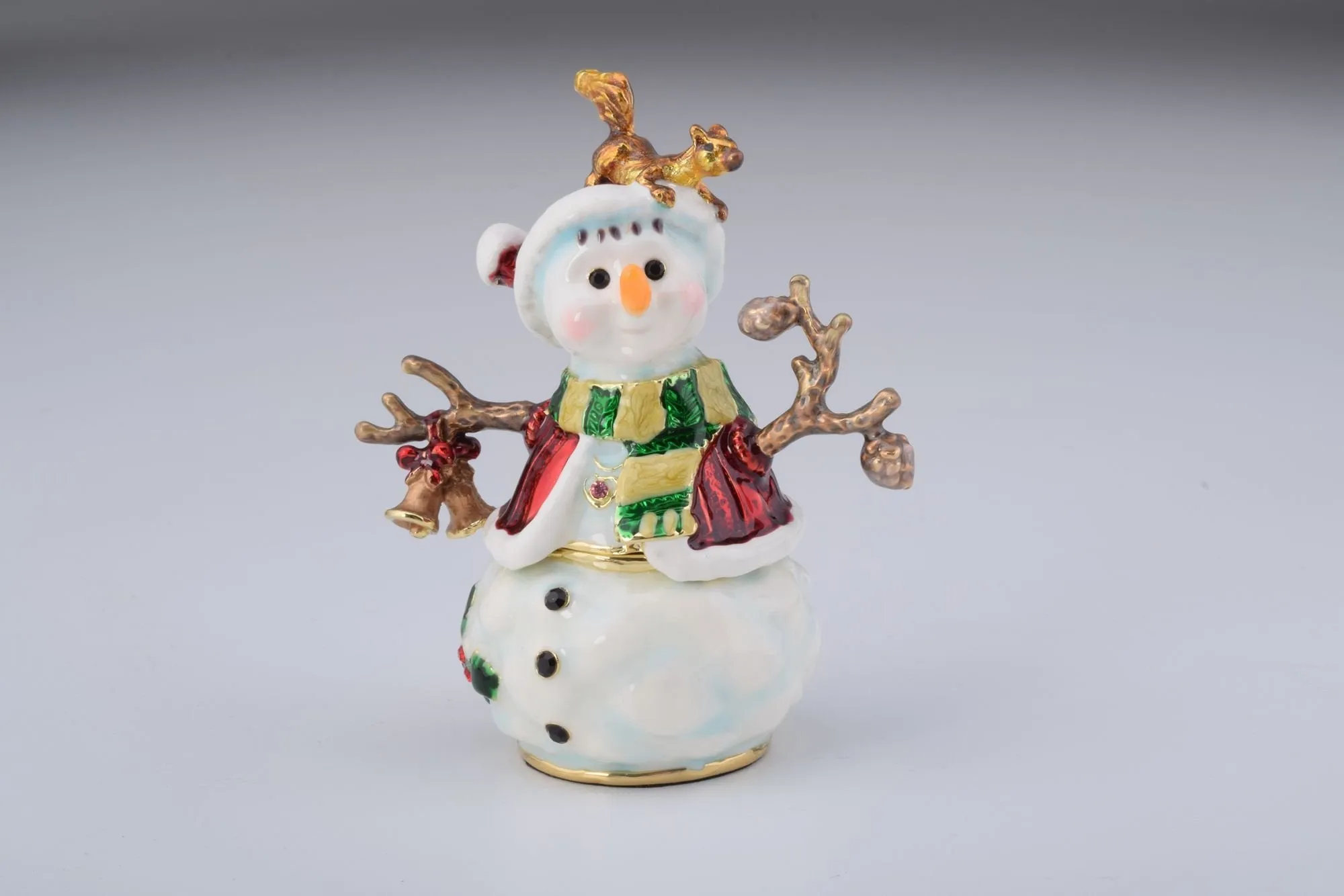 Christmas Snowman with a Squirrel on His Head