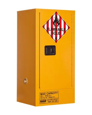 Class 4 Dangerous Goods Storage Cabinet 60L 1 Door 2 Shelves - Yellow