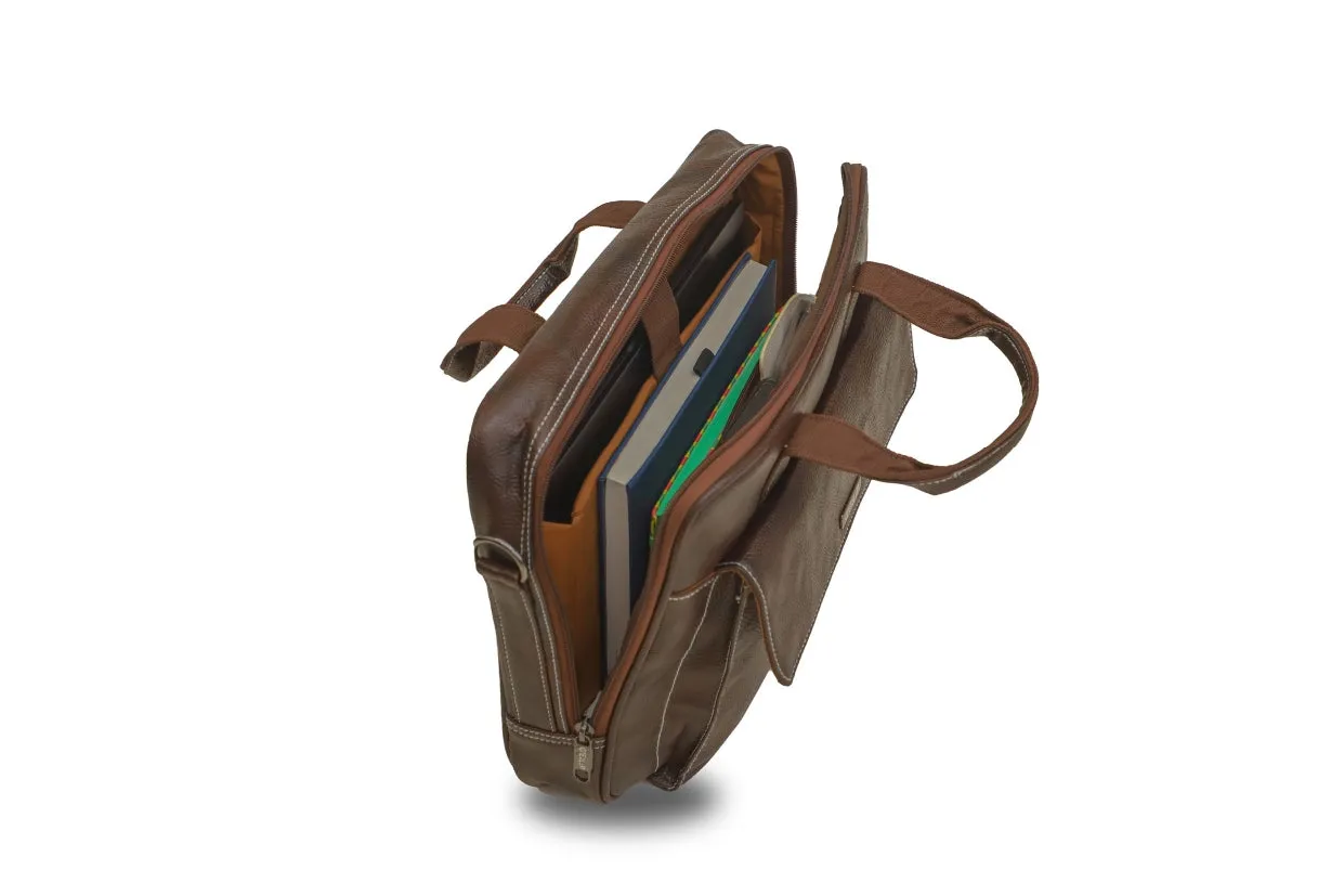 Classic Genuine Leather Laptop Bag - Stylish Protection for Professionals