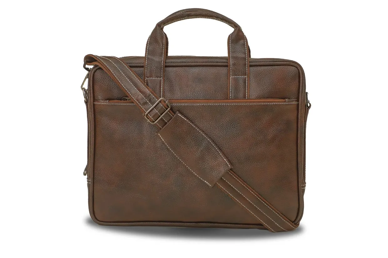 Classic Genuine Leather Laptop Bag - Stylish Protection for Professionals