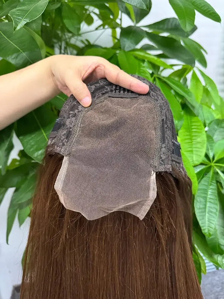 Closure Wig 4x4 Straight  4# Transparent Lace Wig Indian 100% Human Hair