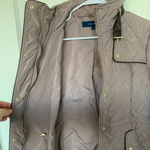 Cole Haan Funnel Collar Quilted Jacket Coat