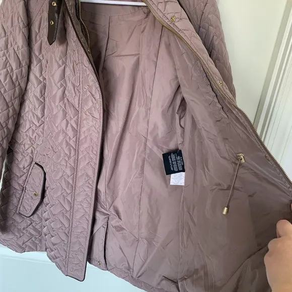 Cole Haan Funnel Collar Quilted Jacket Coat