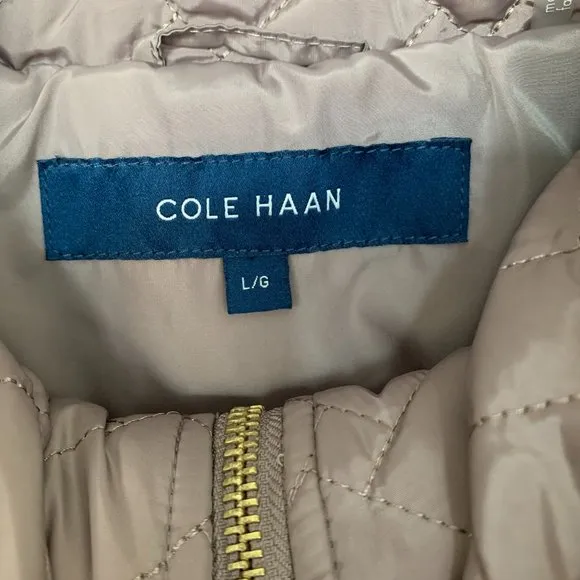 Cole Haan Funnel Collar Quilted Jacket Coat