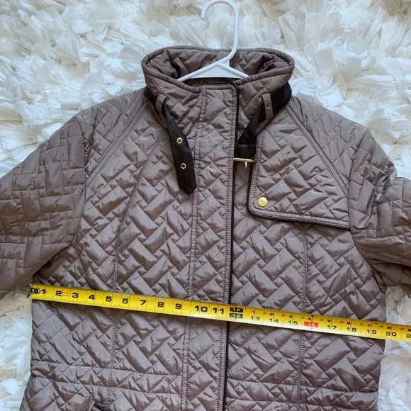Cole Haan Funnel Collar Quilted Jacket Coat