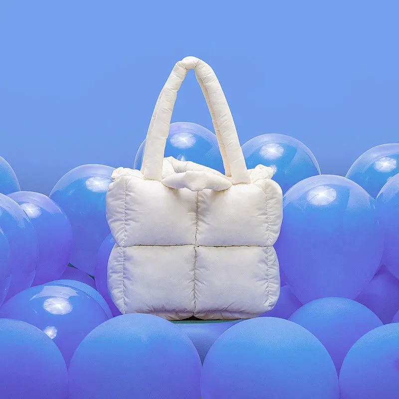 Designer Puffy Shoulder Bag Women Quilted Space Cotton Down Feather Padded Large Capacity Handbag Winter Shopping Tote Purse