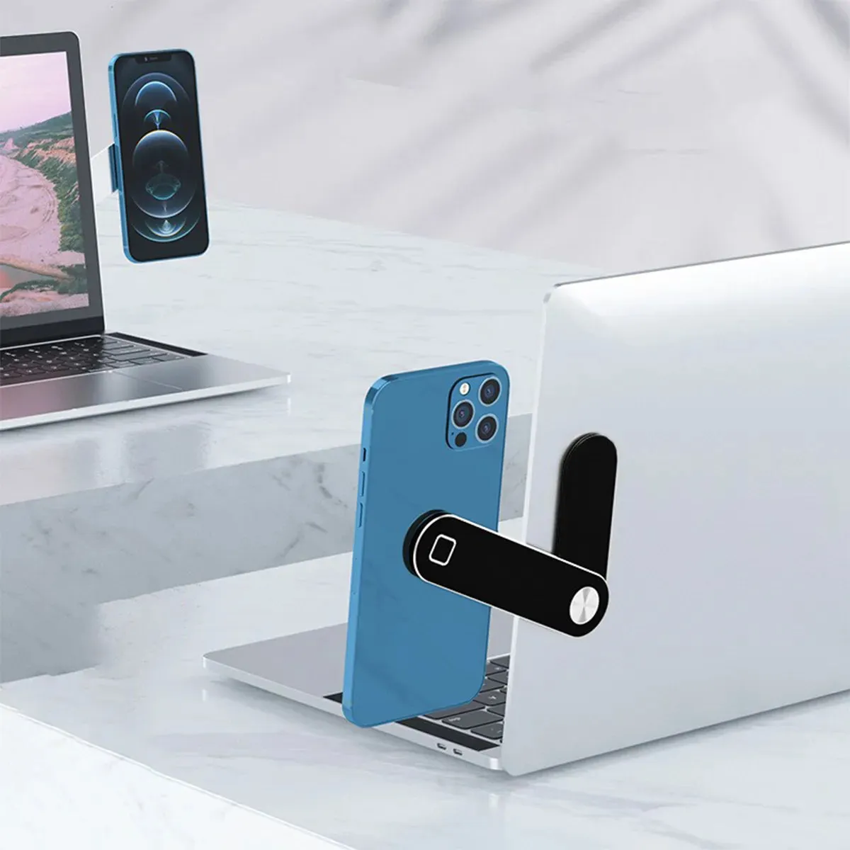 Dual-Screen Laptop Stand with Folding Phone Holder