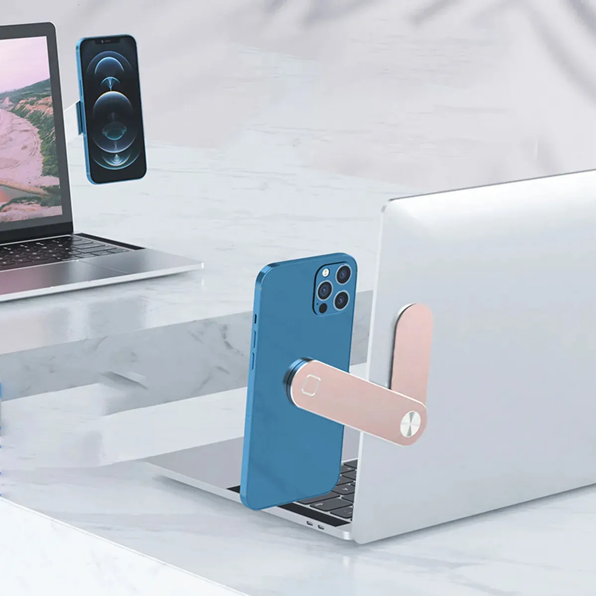  Dual-Screen Laptop Stand with Folding Phone Holder