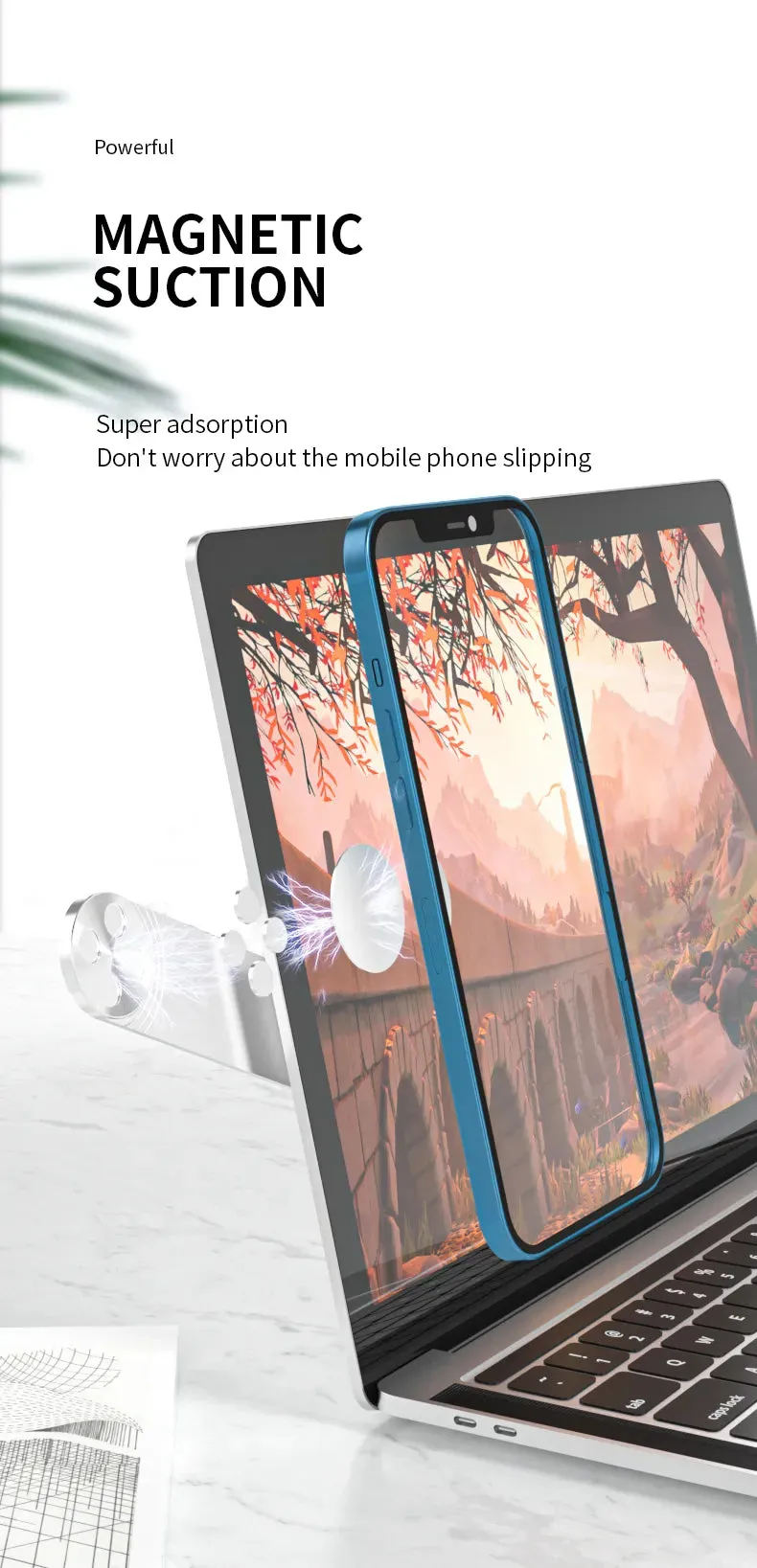  Dual-Screen Laptop Stand with Folding Phone Holder