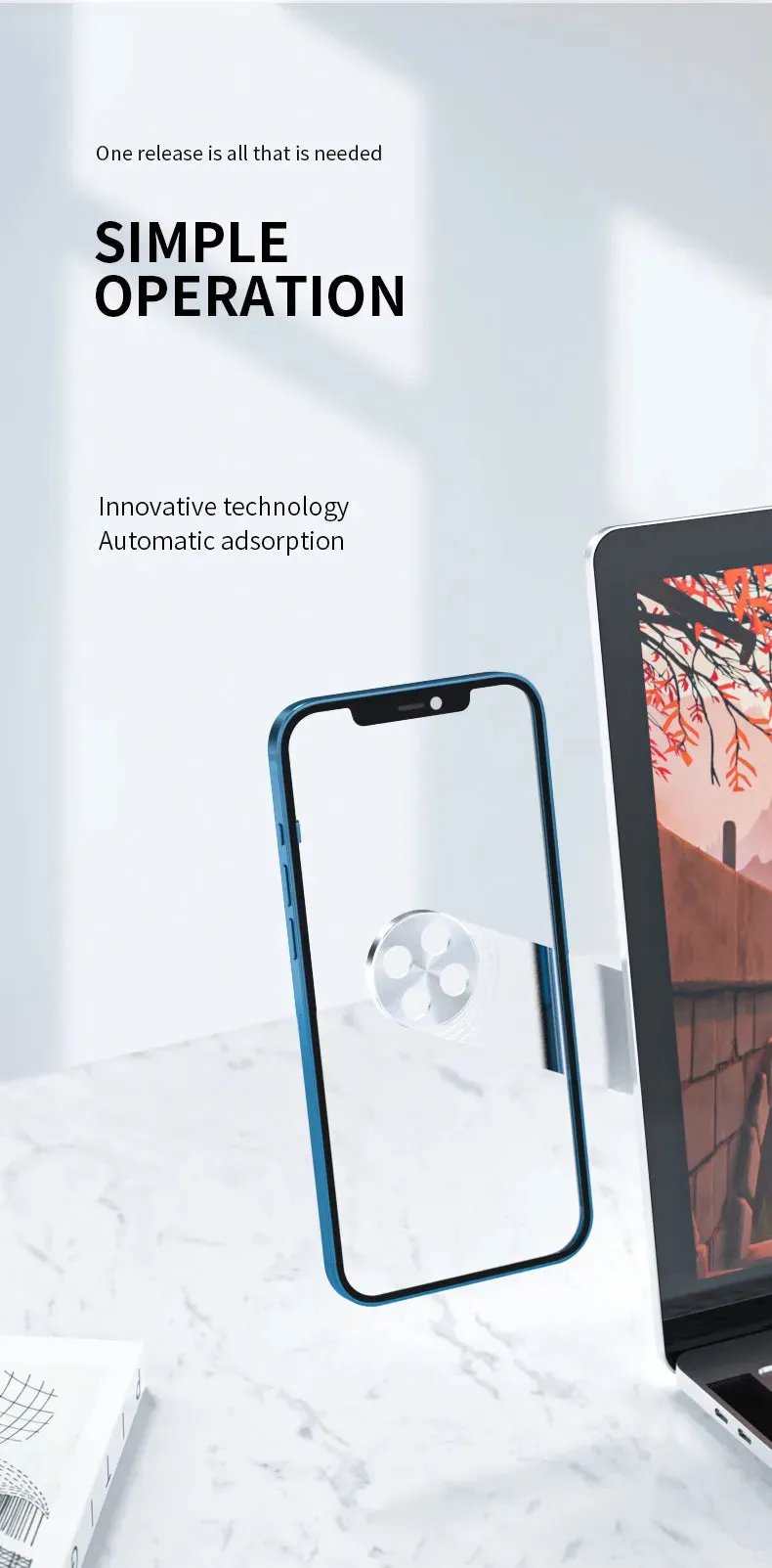  Dual-Screen Laptop Stand with Folding Phone Holder