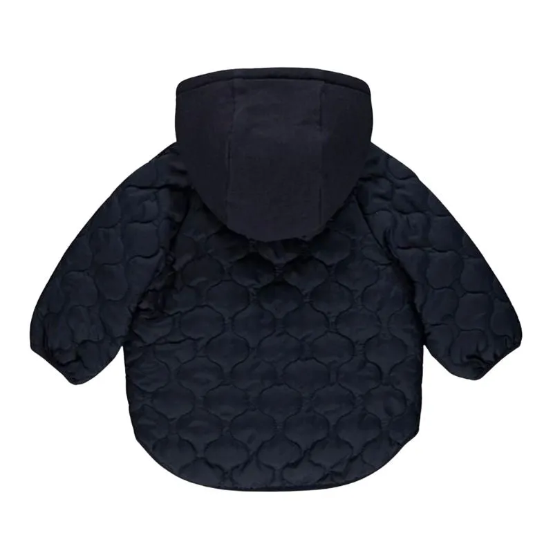 Ex Chainstore Kids Navy Quilted Hooded Coat