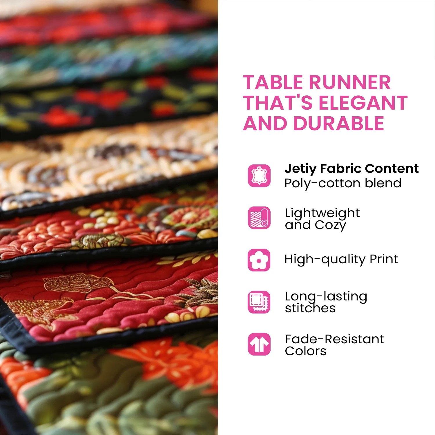 Floral Hallelujah Quilted Table Runner NCU0DV159