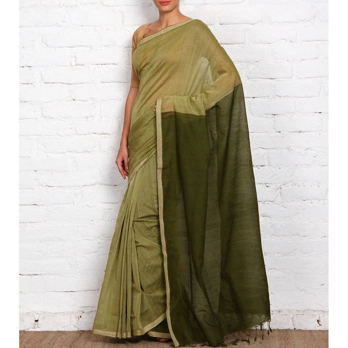 Green Mangalgiri Cotton Saree