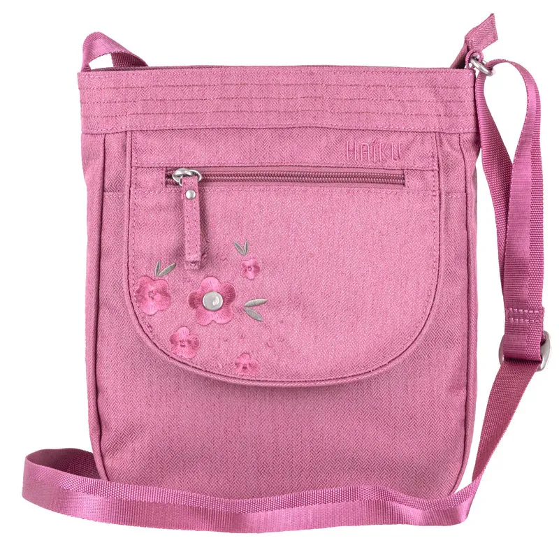Haiku Jaunt Cross Body Bag in Rustic Clay,  Cherry Blossom, Stone Gray, Black in Bloom & Forest