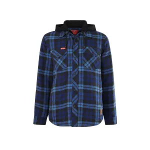 Hard Yakka size M Blue Quilted Flannel Hooded Shacket