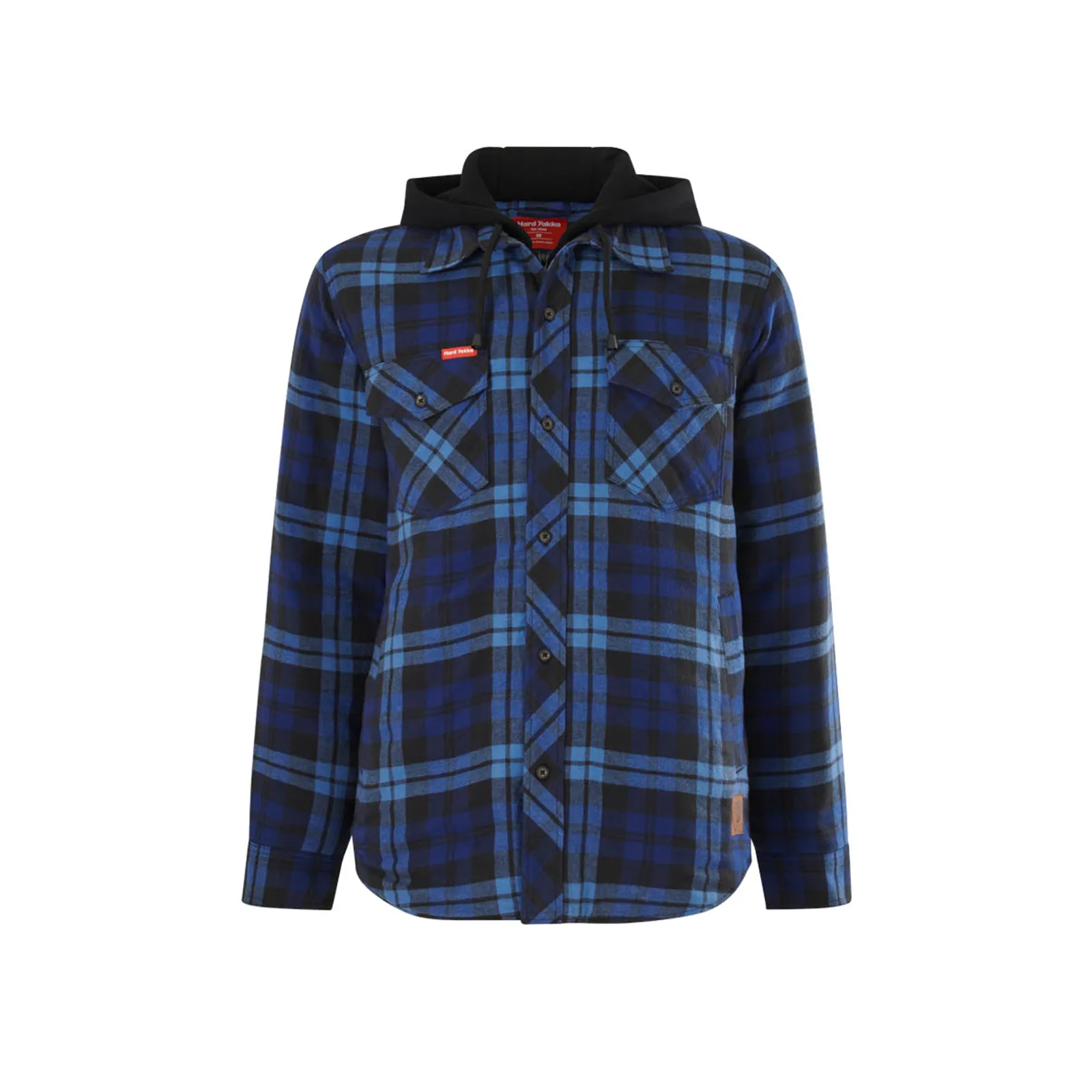Hard Yakka size M Blue Quilted Flannel Hooded Shacket