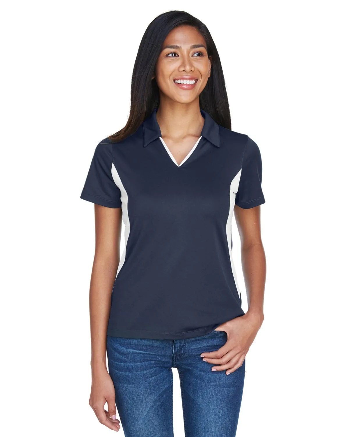Harriton Ladies Side Block Micro-Pique Polo Shirt