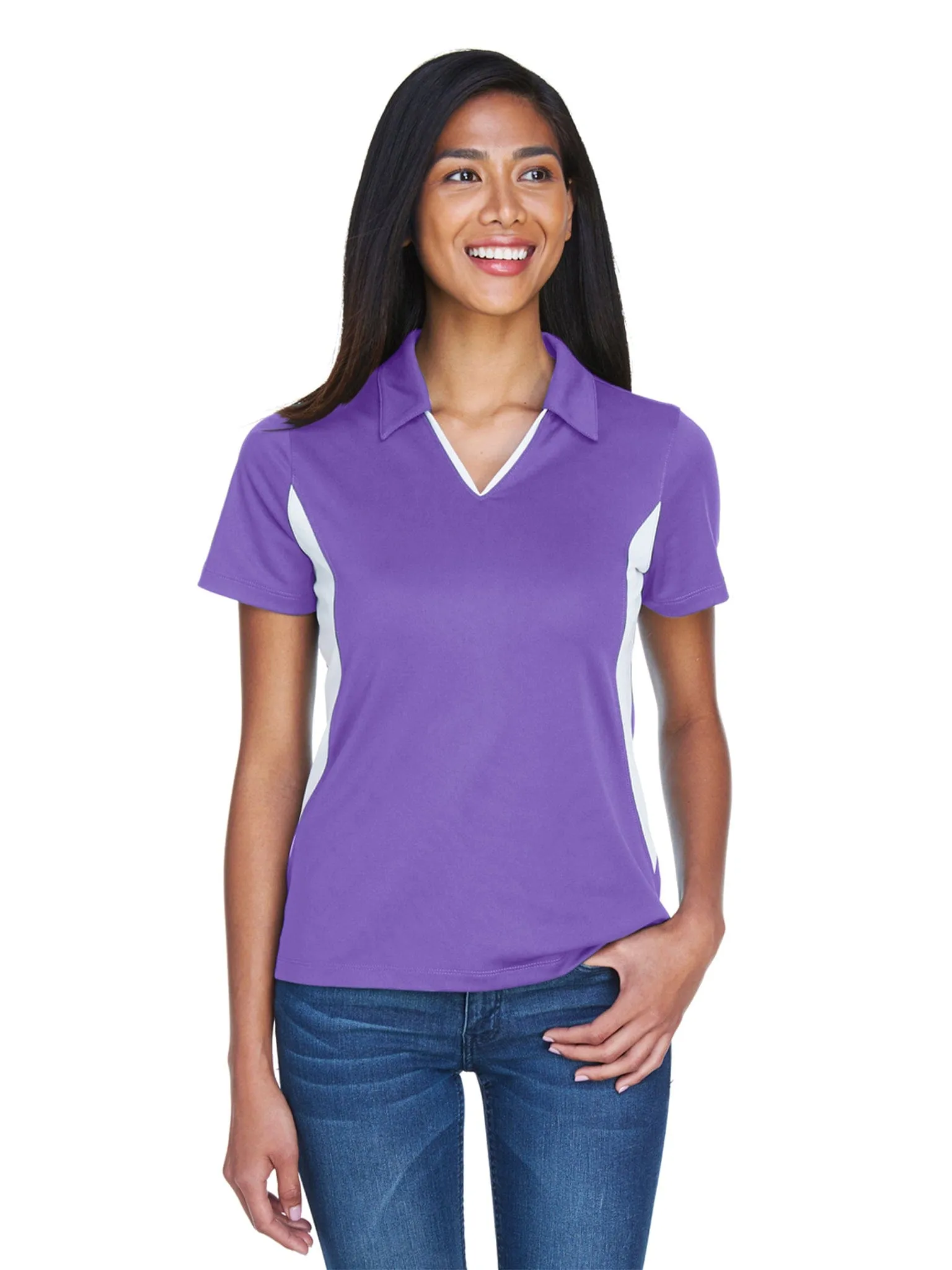 Harriton Ladies Side Block Micro-Pique Polo Shirt