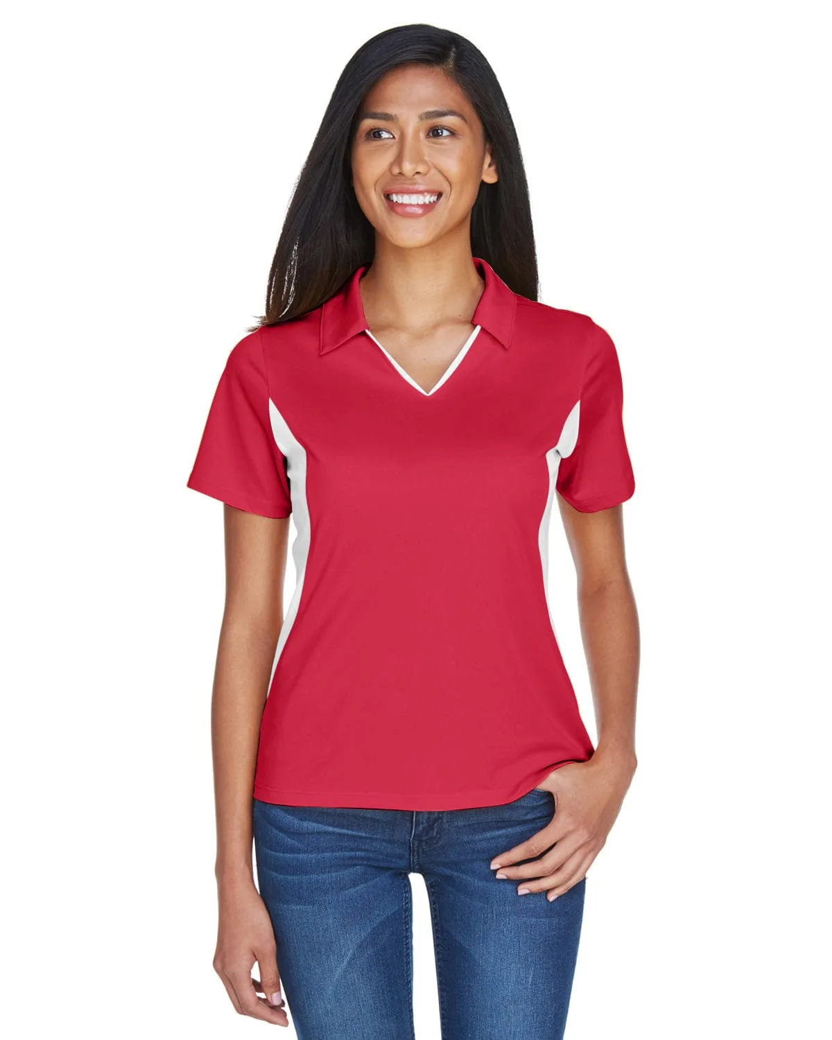 Harriton Ladies Side Block Micro-Pique Polo Shirt