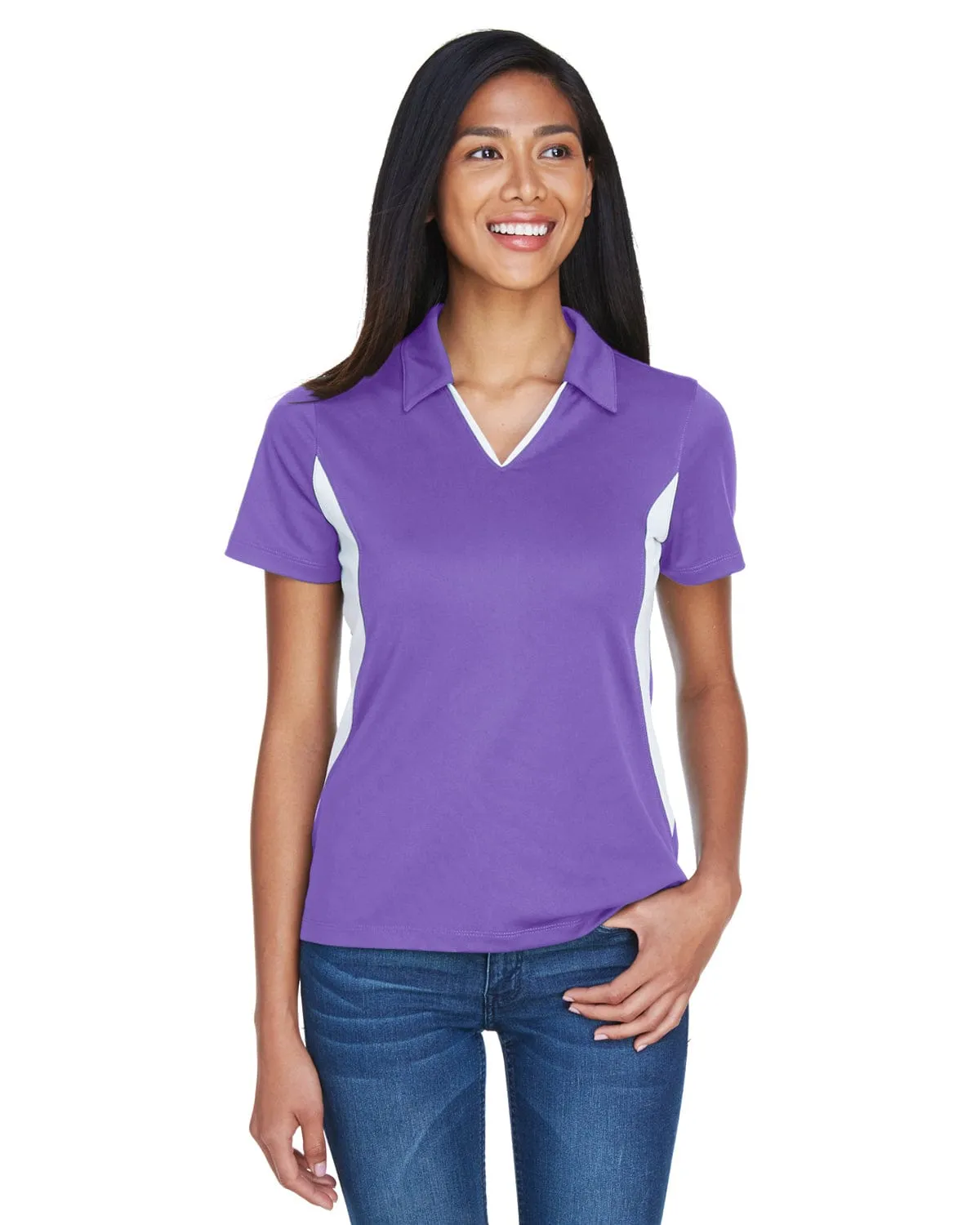Harriton Ladies Side Block Micro-Pique Polo Shirt