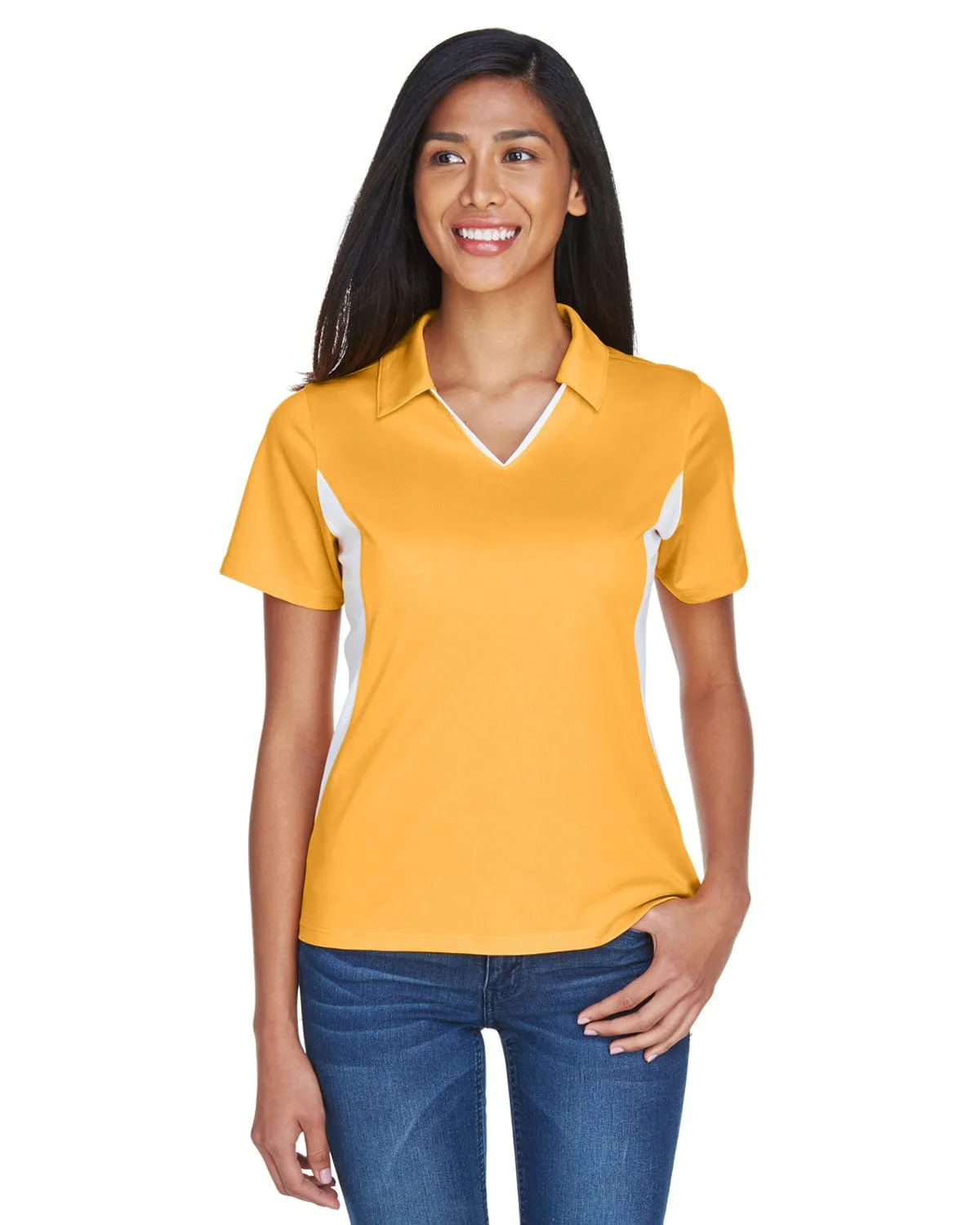 Harriton Ladies Side Block Micro-Pique Polo Shirt