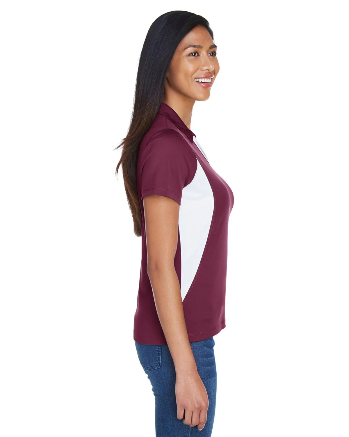 Harriton Ladies Side Block Micro-Pique Polo Shirt