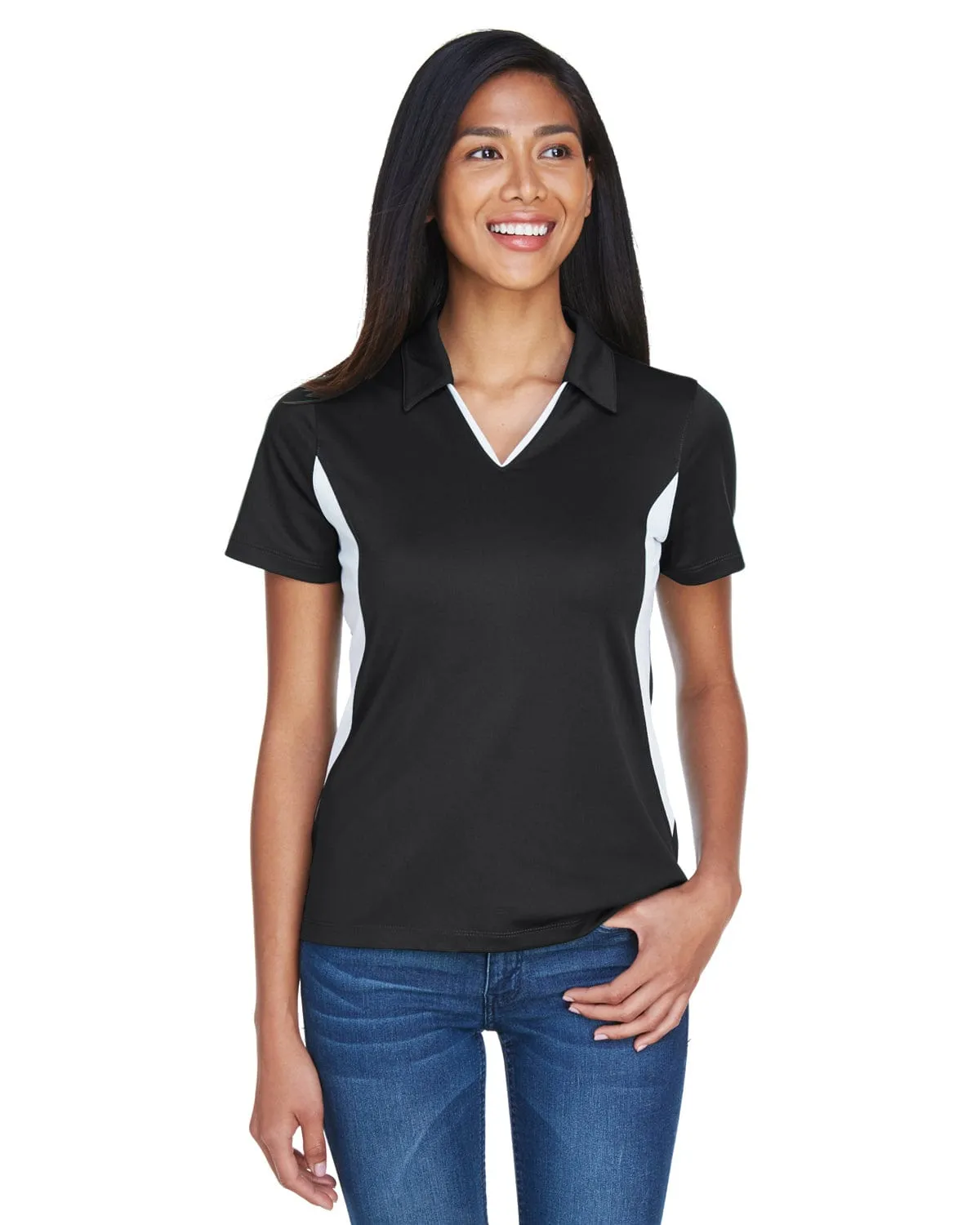 Harriton Ladies Side Block Micro-Pique Polo Shirt