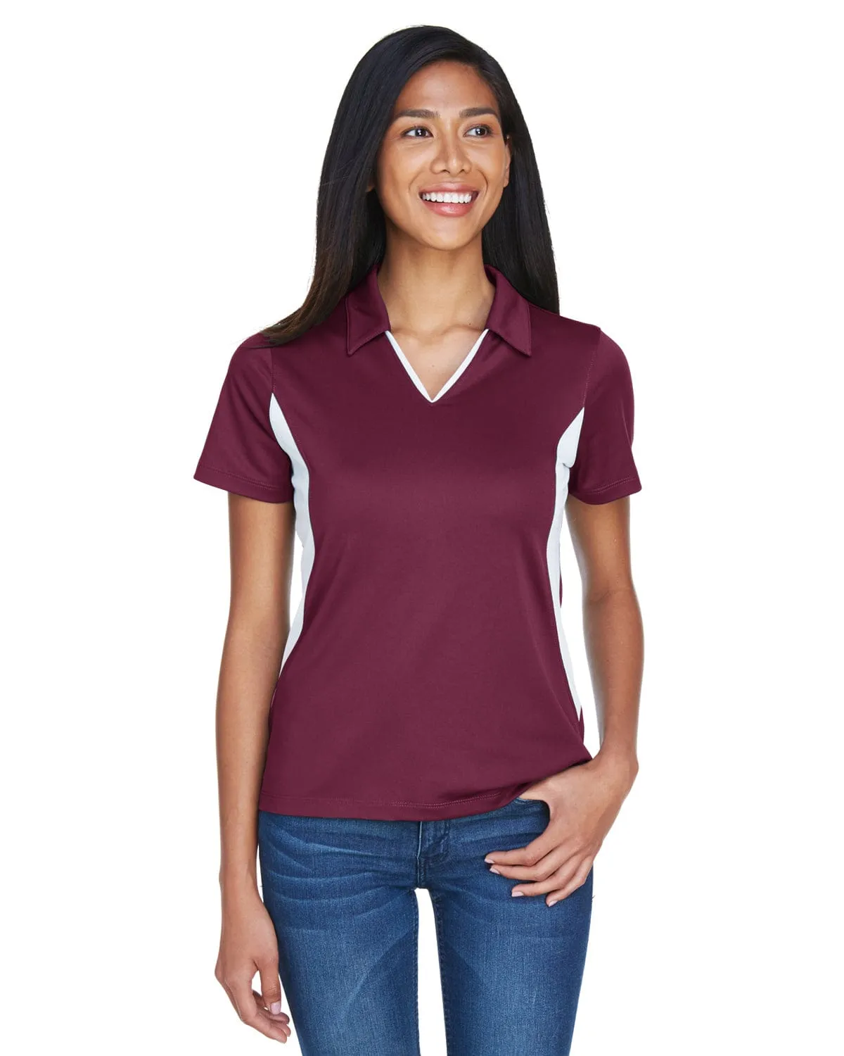Harriton Ladies Side Block Micro-Pique Polo Shirt