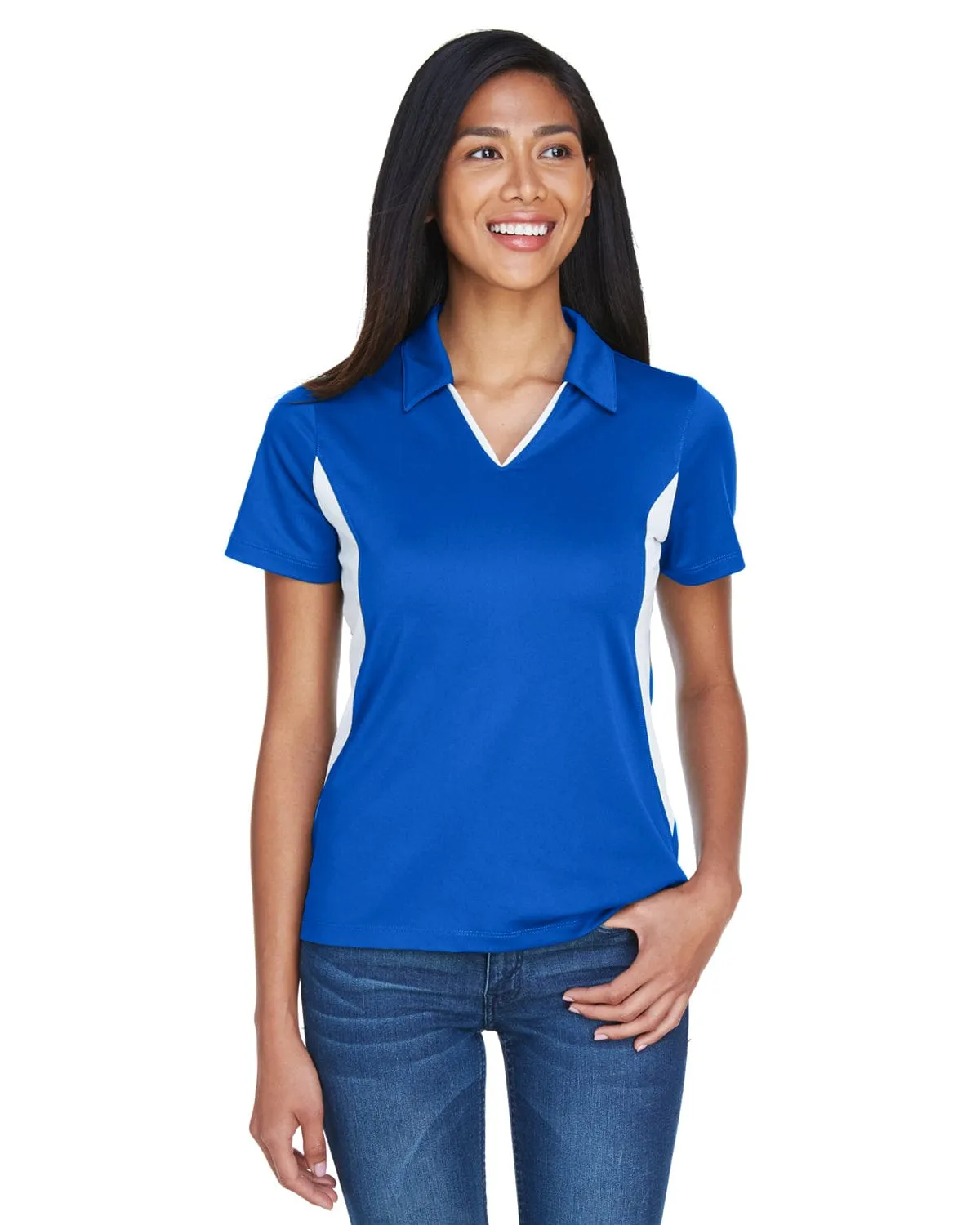 Harriton Ladies Side Block Micro-Pique Polo Shirt