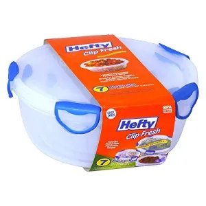 Hefty Clip Fresh Food Storage Container - 7 Pc Round Bowl Set W/Freshness Keeper 19.7 Cups