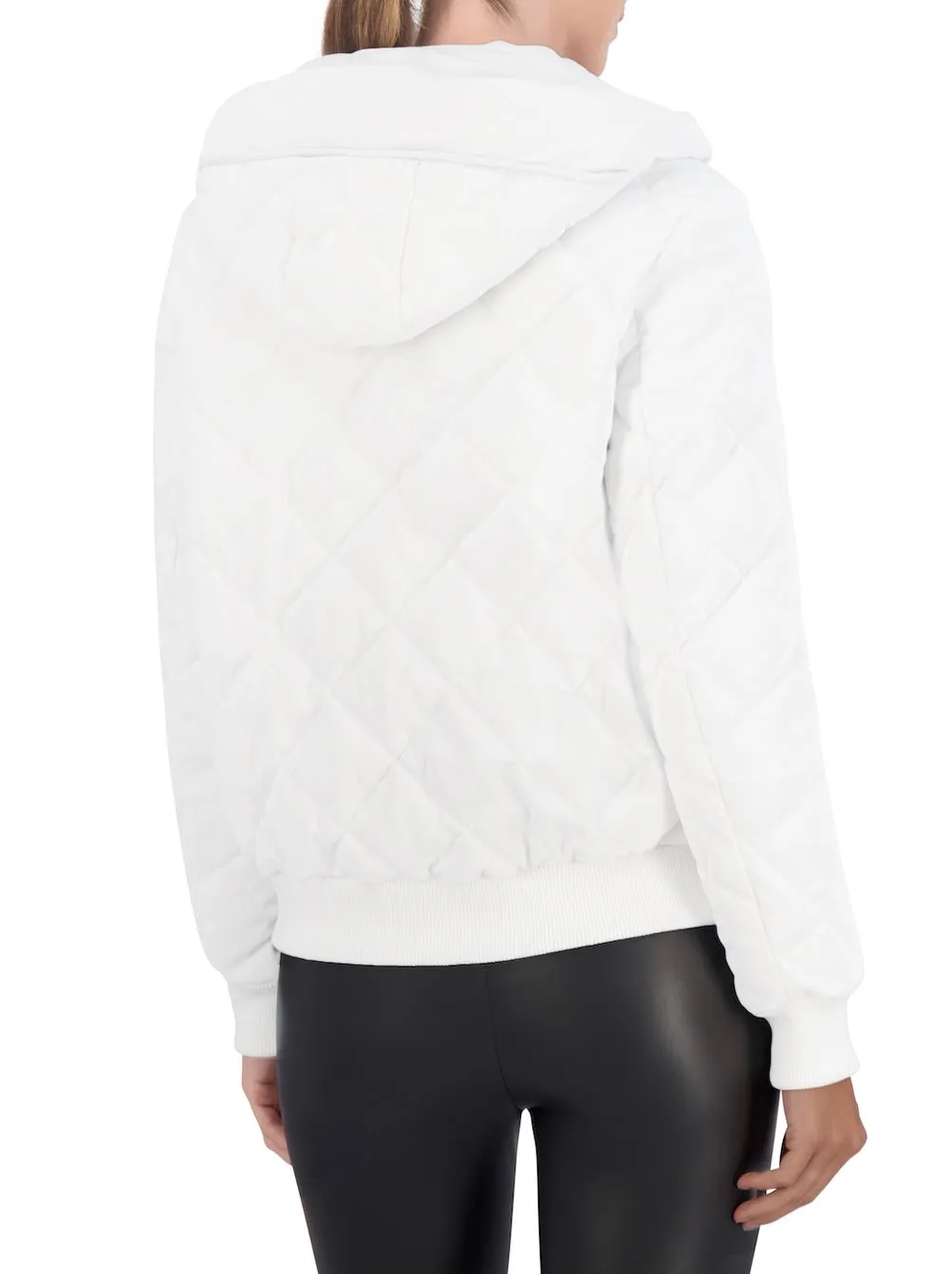 Hooded Quilted Carbon Puffer Bomber Jacket