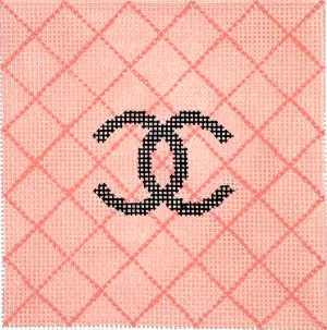 INSSQ4-05 Chanel C’s on Quilted Background – black on shell pink