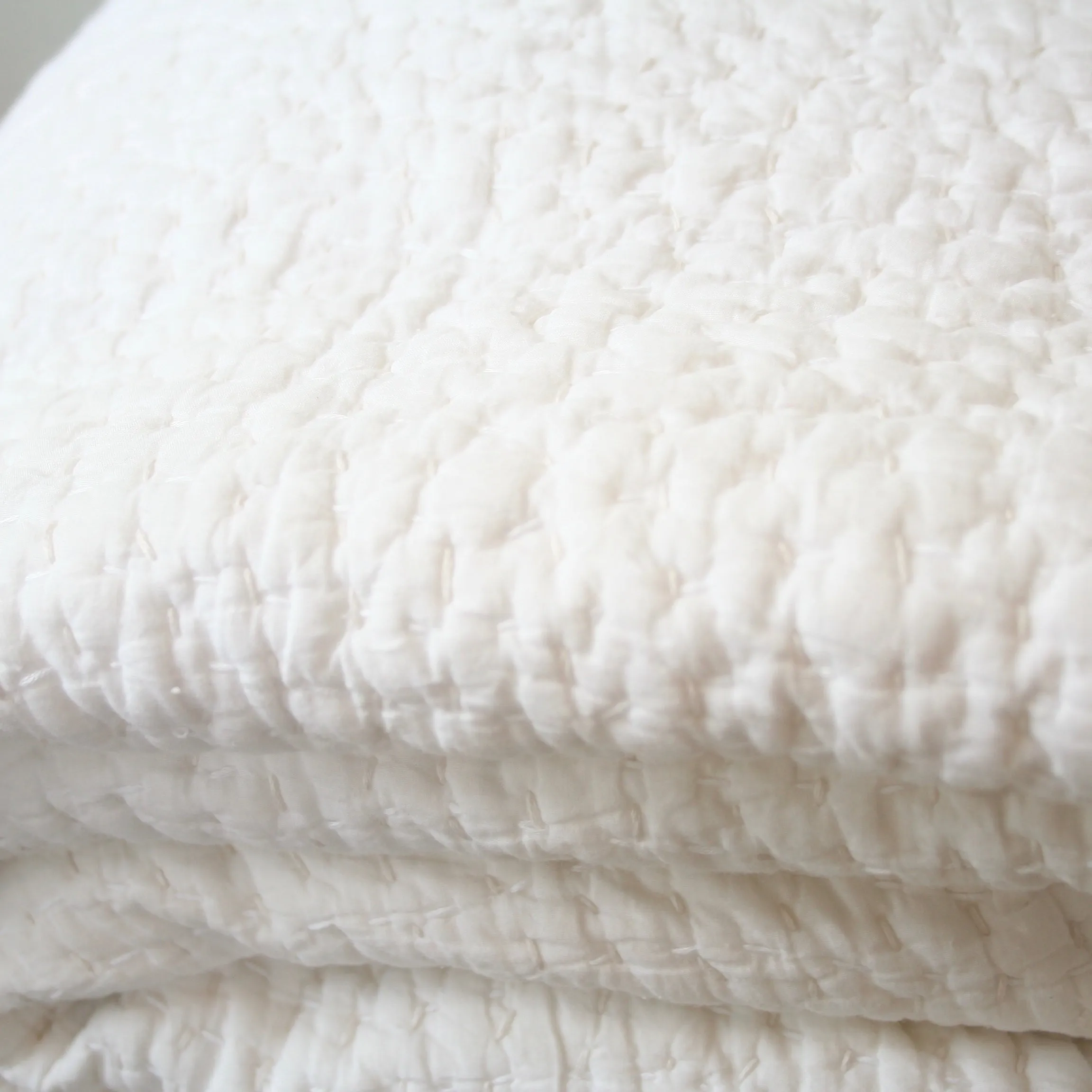 John Robshaw Handstitched Coverlet - White