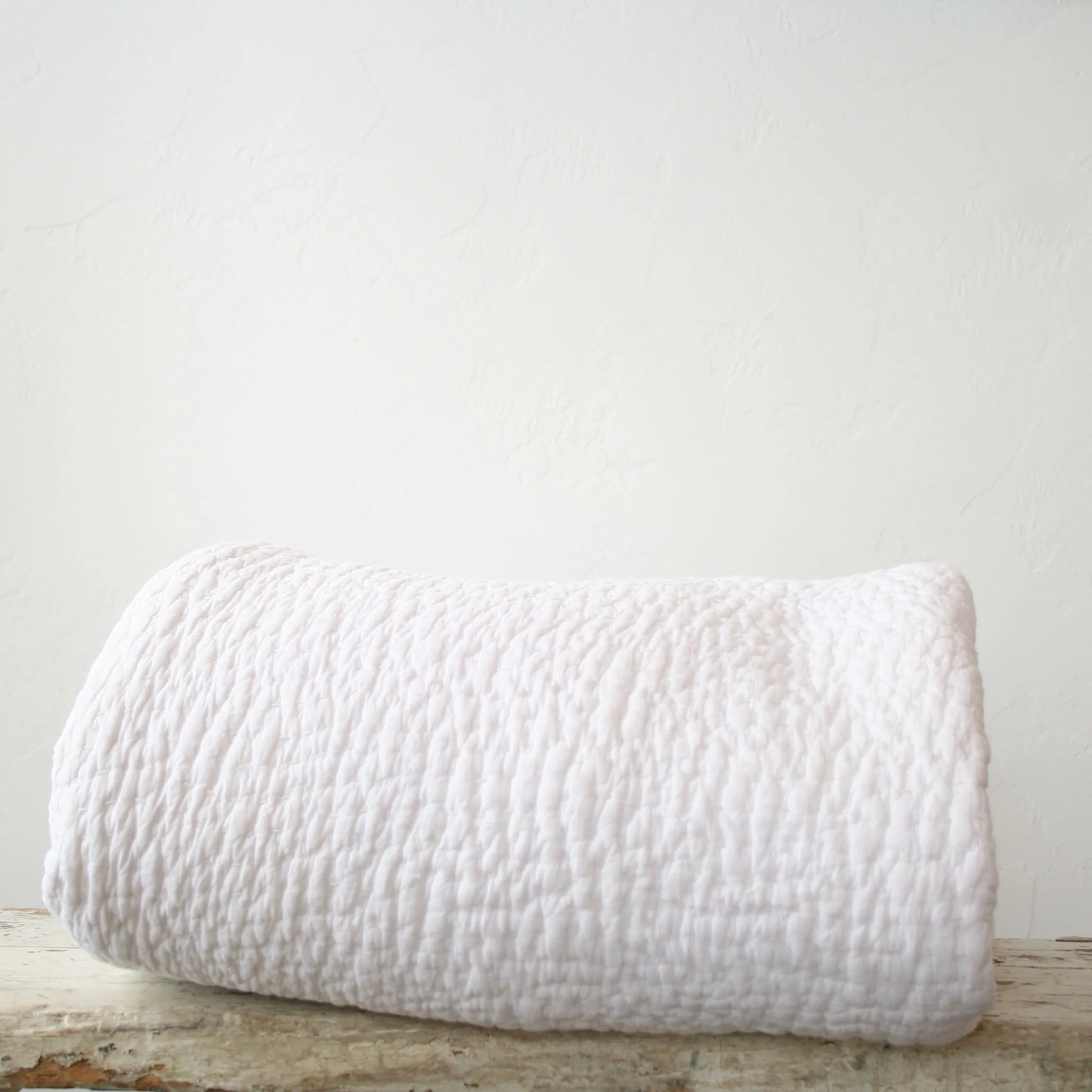 John Robshaw Handstitched Coverlet - White