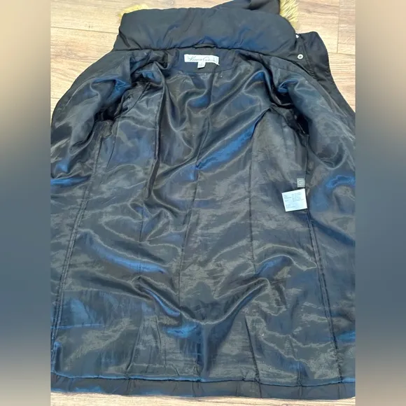 Kenneth Cole Quilted Down Puffer Coat with Fur Detachable Hood Size Small
