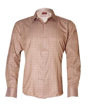 Kriter Buttoned  Patterned Men's Brown Long sleeve Shirt