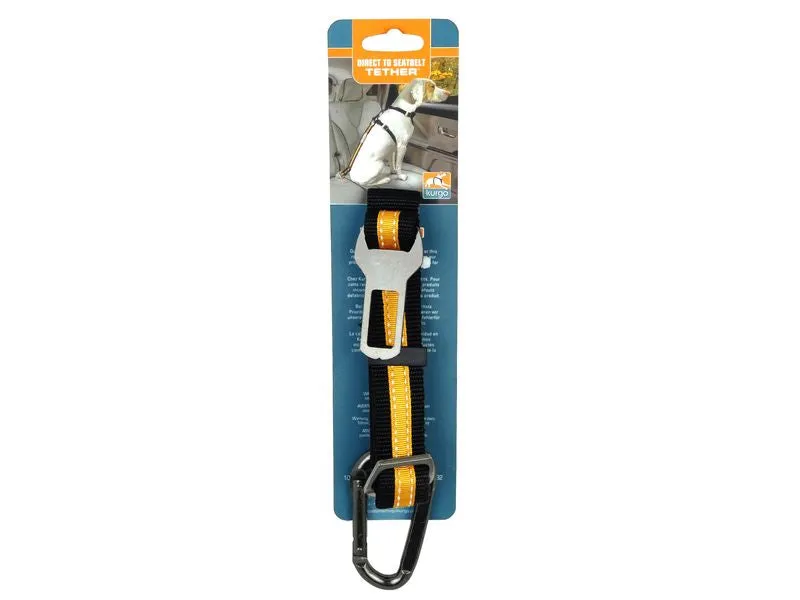 Kurgo Seat Belt Dog Tether Black and Orange