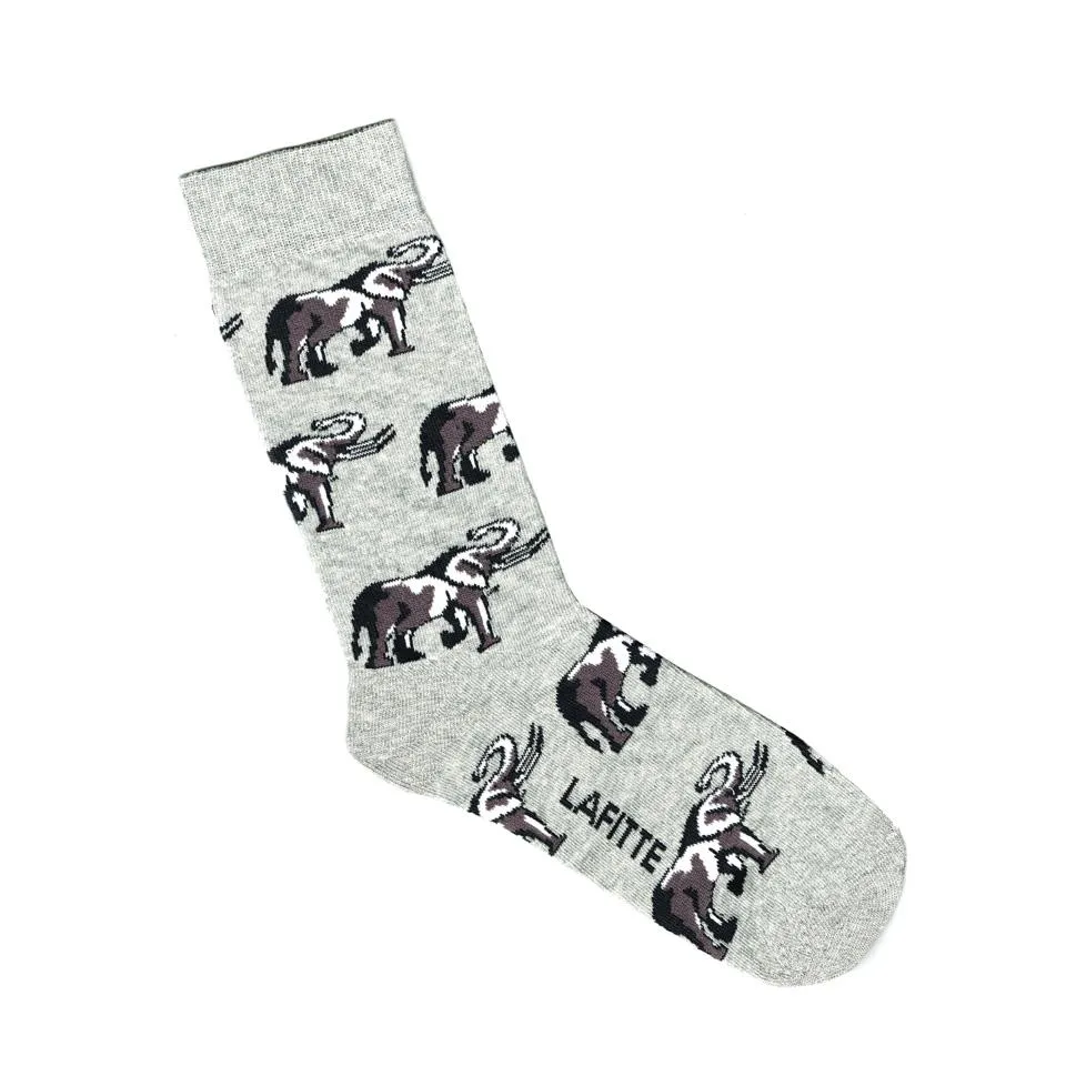 Lafitte Elephant Socks - Grey & Mustard Green