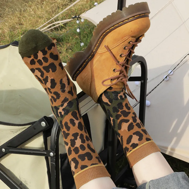 Leopard Print Color Blocking Leopard Print Scoks