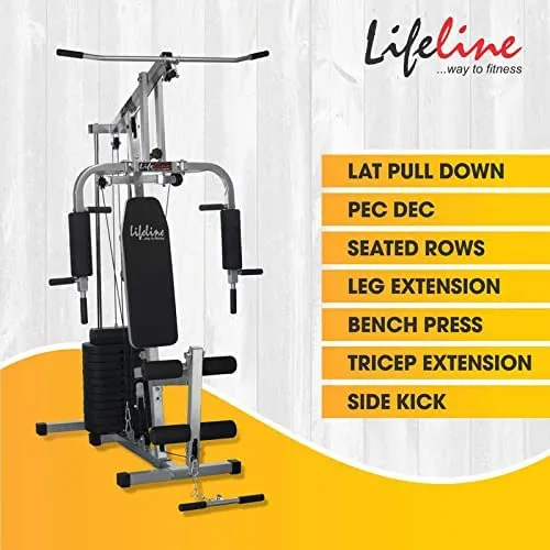 Lifeline Fitness HG-002 Home Gym Machine with 72kg Weight Stack with LE-103BS Air Bike with Back Support for Complete Home Gym Setup,