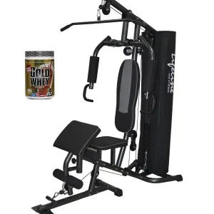 Lifeline Home Gym 005 Deluxe Bundles with Weider Gold whey Protein 908 GMS (Milk Chocolate)