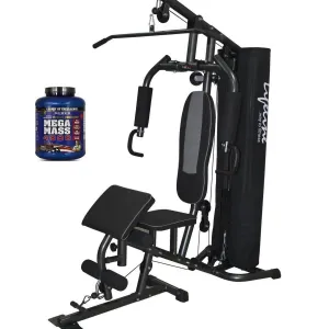 Lifeline Home Gym 005 Deluxe Bundles with Weider Mega Mass 4000 3.9 kg (Smooth Chocolate)||Available on EMI