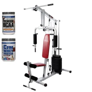Lifeline Home Gym Setup 002 Bonus with Weider CFM Whey Protein 908 Gms (Chocolate) and Weider Premium BCAA Powder 500 Gms (Sunny Orange) || Available on EMI