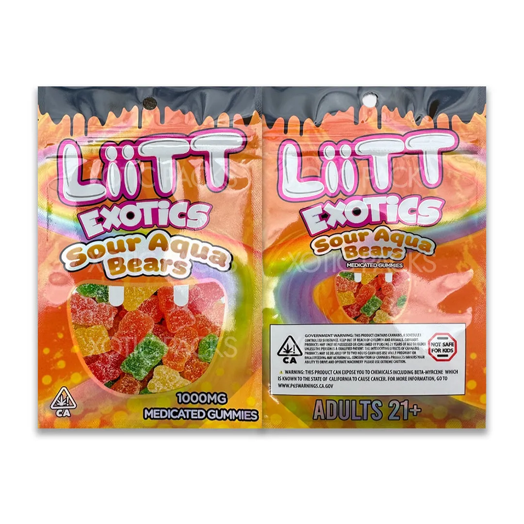 Liit Exotics Sour Agua Bears Mylar Bag 1000 MG