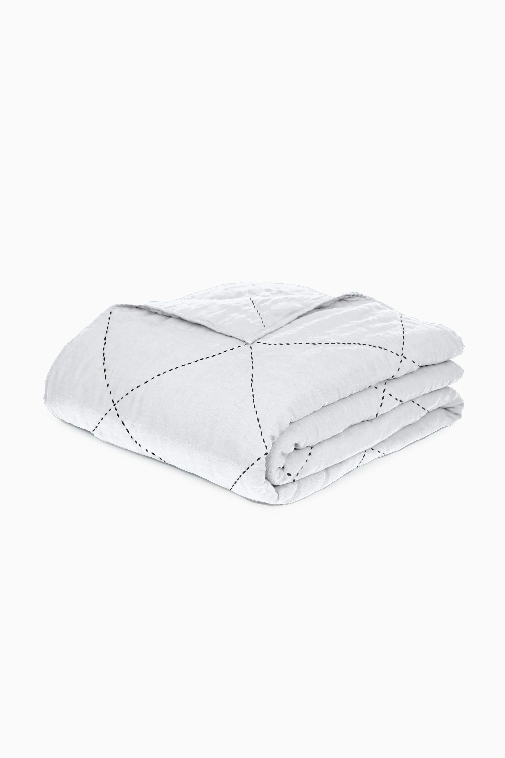 Linen Vibrant Hand Quilted Quilt-Angora White