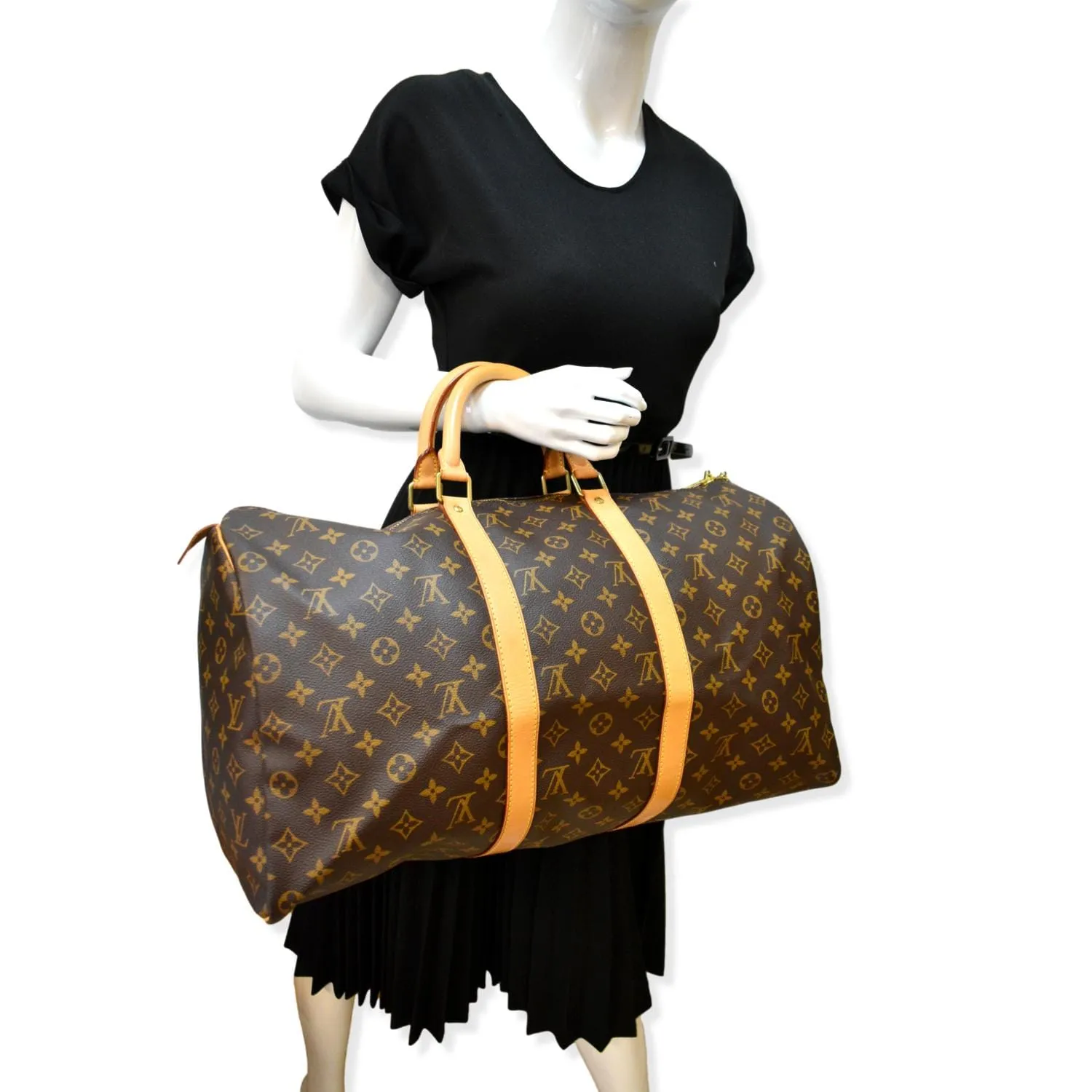 LOUIS VUITTON Keepall 50 Monogram Canvas Travel Bag Brown