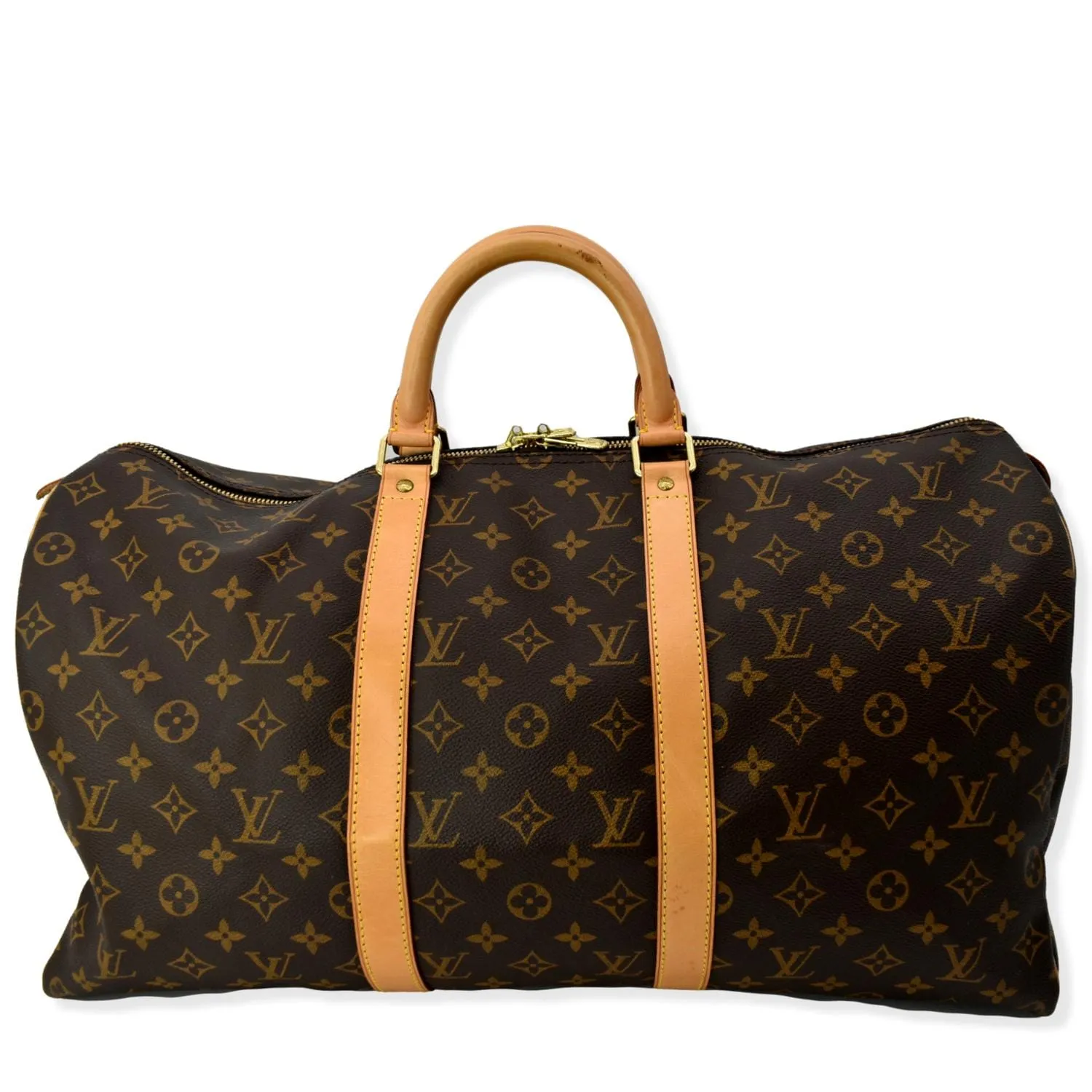 LOUIS VUITTON Keepall 50 Monogram Canvas Travel Bag Brown