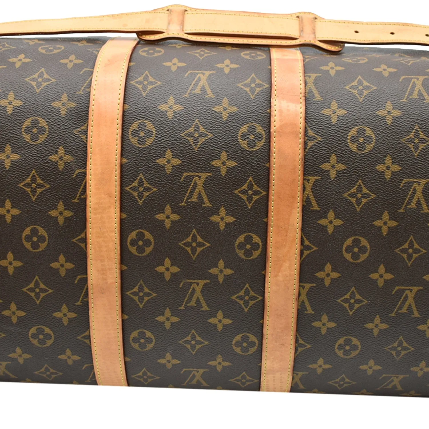 LOUIS VUITTON Keepall Bandouliere 55 Monogram Canvas Travel Bag Brown