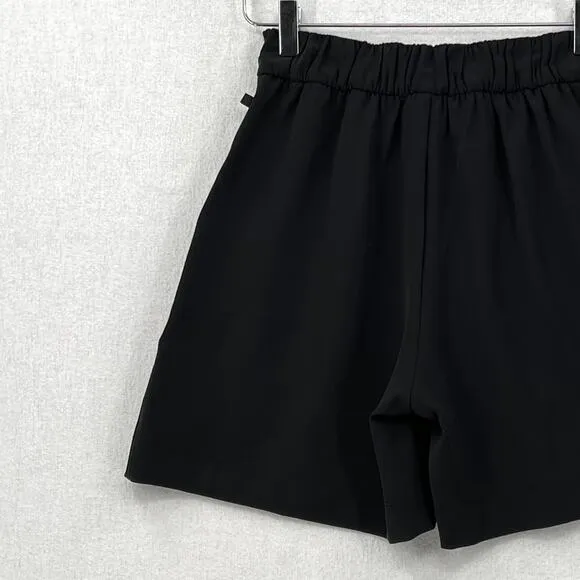LULULEMON Noir Short 5.5” Womens 4 Black High Rise Pleated Elastic Tie Waist