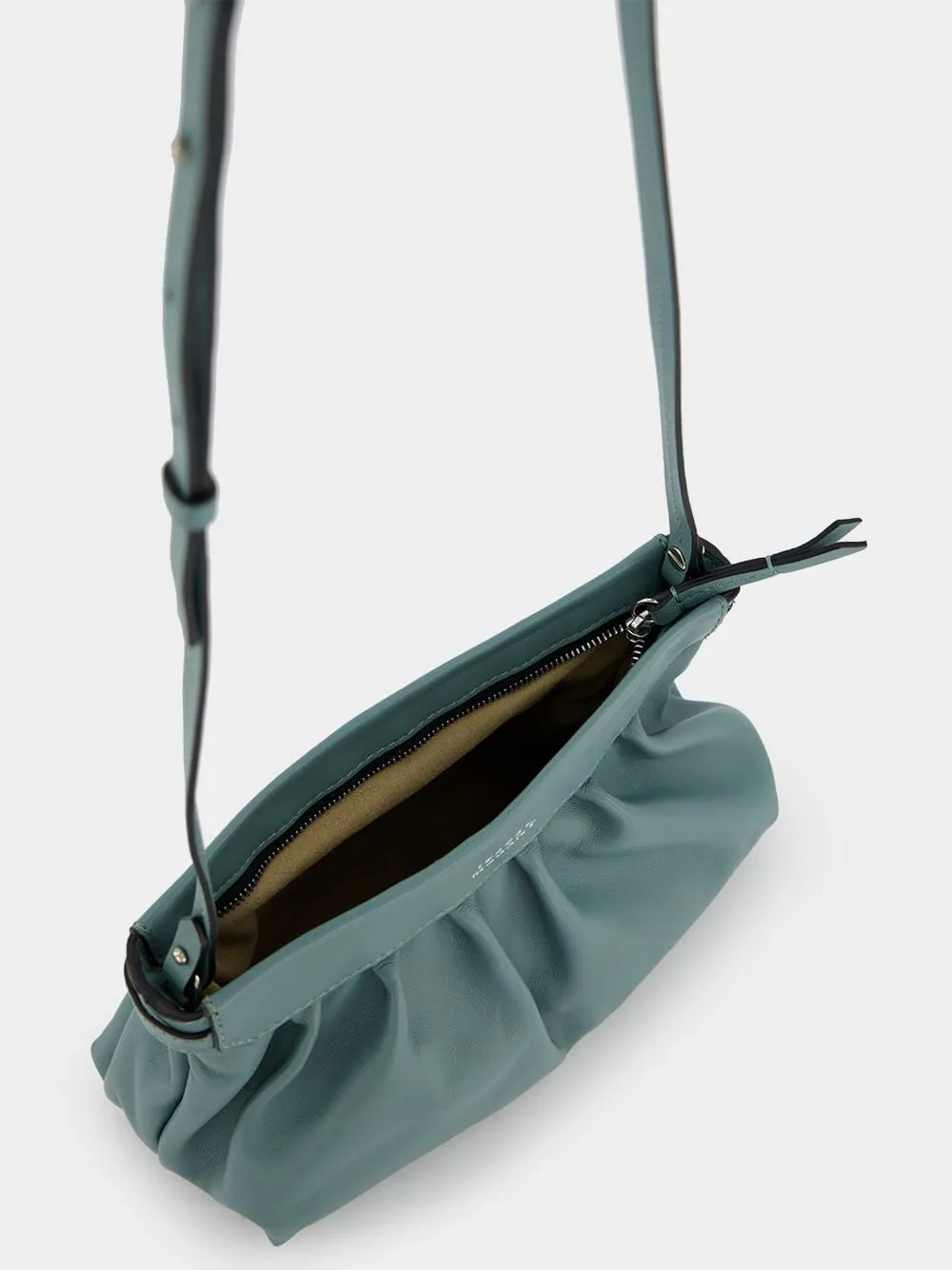 Luzes Gathered Crossbody Green Leather Bag